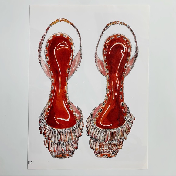 Manolo Blahnik Other - 4/$20⭐️ Red Manolo Blahnik Shoe Illustration *PRINT*
